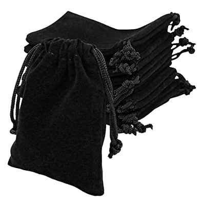 10 bolsas de joyería de terciopelo, bolsa de cordón reutilizable, bolsa de cordón de joyería, bolsita, bolsa de joyería de regalo de banquete para joyería de regalo de boda, 7 x 9 cm (negro)