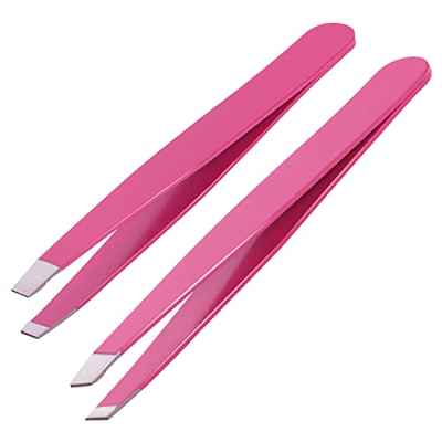 2 Piezas Pinzas Cejas Profesional, Pinzas Depilar de Acero Inoxidable, Profesionales Pinzas de Precisión Pinzas para Depilación (Rosa)