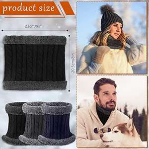 3 Bragas de Cuello Térmicas Bufanda Tubular de Forro Polar Grueso Calentador de Cuello para Hombre Mujer