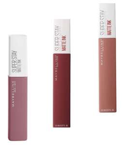3 x Maybelline New York, SuperStay Matte Ink. Tonos 50 Voyager, 65 Seductress o 140 Soloist [Se pueden combinar. Unidad 4'66€]