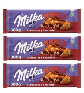 3 x Milka MMMAX Tableta Grande de Chocolate con Leche Relleno de Cacao y de Caramelo con Trozos de Almendra Caramelizada y Salada 300g