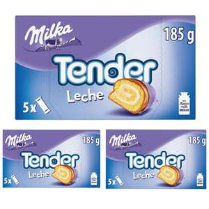 3 x Milka Tender Barritas de Bizcocho con Relleno de Leche y Cubierto de Chocolate con Leche de los Alpes 5 x 37g [Unidad 1'56€]