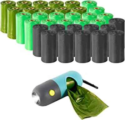 35 rollos + dispensador con linterna para los excrementos de perro 