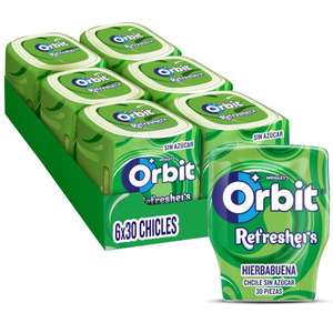 6 Botes de Chicles Orbit Refresher sin azúcar