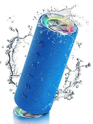 Abuytwo Altavoz Bluetooth Inalambrico - 30W Sonido Potente y Graves Enormes, IPX7 Impermeable y Batería De 24 Horas, Altavoces Portatil Bluetooth Speaker con Luces Led, Altavoz para Movil - Negro