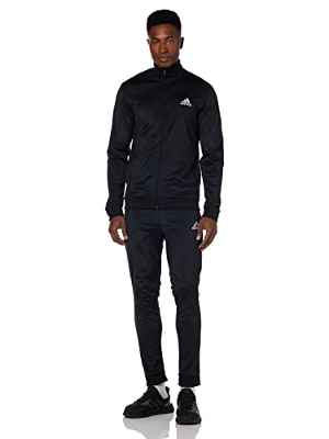 Adidas M SL TR TT TS Tracksuit, Mens, Top:Negro/Blanco Bottom:Negro/Blanco, X-Large