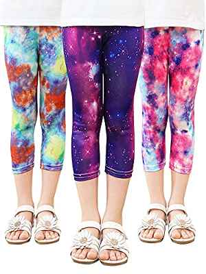 Adorel Leggings 3/4 Cortos Pantalon Estampado Niña Pack de 3 Vía Láctea 5 Años (Tamaño del Fabricante 120)