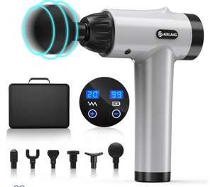 Aerlang Pistola De Masaje, Dispositivo De Masaje Muscular Con 20 Velocidades Y 6 Cabezales De Masaje