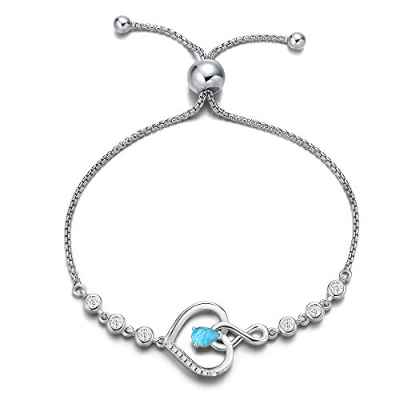 AGVANA Regalos para el día de la madre, joyería fina, pulsera de piedra natal para mujer, plata de ley auténtica o creada con piedras preciosas para siempre, amor infinito, regalo de cumpleaños para
