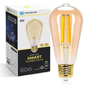 Aigostar Bombilla Inteligente E27 Edison Bombilla Alexa 6W