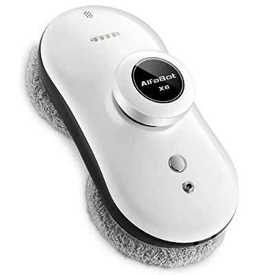 AlfaBot X6 Robot Limpiacristales, Robot de Limpieza de Ventanas Controlado por Control Remoto, Robot aspirador para ventanas con 3 Modos Automáticos (blanco)