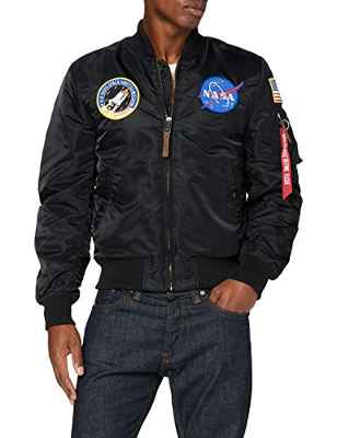 ALPHA INDUSTRIES Ma-1 VF NASA Chaqueta Bomber, Negro (Black-03), XL para Hombre