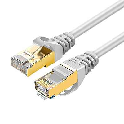 Amazon Brand - Eono Cable de Red Cat 7, Cable Ethernet Network LAN 10Gigabit 600MHz SFTP con Conector RJ45 Oro LAN Compatible con PS5, Xbox, PC, TV, Router, Switch, Cat 6 (White, 1M/3FT)