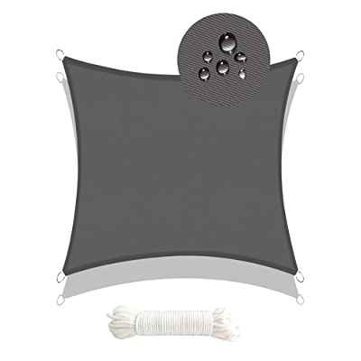 Amazon Brand - Umi Toldo Vela de Sombra Cuadrado 3x3m protección Rayos UV 95% Impermeable para Patio Exteriores Jardín Terrazas--Antracita