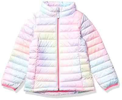 Amazon Essentials Chaqueta Acolchada con Cuello Levantado, Plegable, Ligera y Resistente al Agua Niña, Rosa, Degradado, 4 años