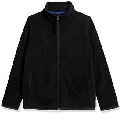 Amazon Essentials Chaqueta de Forro Polar con Cremallera Completa y Cuello Levantado Niño, Negro/Azul, 11-12 años