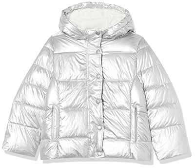 Amazon Essentials Chaqueta Gruesa y Acolchada con Capucha Niña, Plata Metálica, 3 años