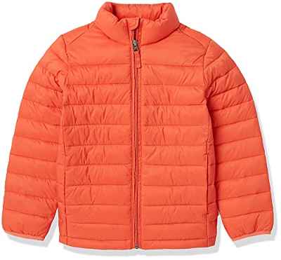 Amazon Essentials Chaqueta Plumífera Plegable, Resistente al Agua y Ligera Niño, Naranja, 4 años
