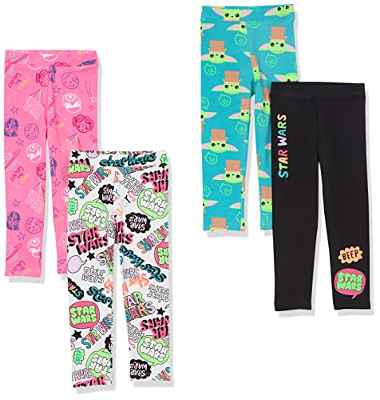 Amazon Essentials Disney | Marvel Frozen | Princess Leggings Niña, Pack de 4, Fluo, Star Wars Niño, 6-7 años