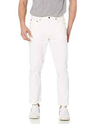 Amazon Essentials Pantalón Vaquero Elástico de Ajuste Entallado Hombre, Blanco Brillante, 33W / 30L