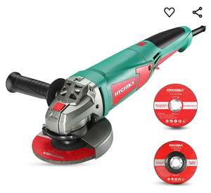 Amoladora Angular 1200w, HYCHIKA Amoladora Pequeña, 2 Cubiertas Protectoras + 5 discos Ø 125mm