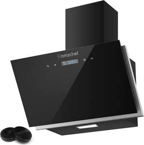 AMZCHEF Campana extractora 60 cm 550 m³/h 3 niveles de rendimiento aire circulante y aire de escape pantalla táctil iluminación LED