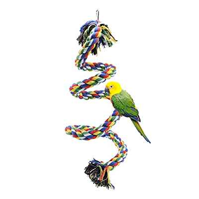 Andiker - Perchas para Pájaros, Juguetes de Columpio de Loro Colorido Cuerda de Escalada, Soporte para Loro con Campana y Clip para Colgar para Loros, Periquitos, Guacamayos, Periquitos (100cm)
