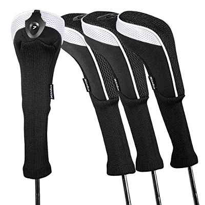 Andux Lote de 4 Fundas Protectoras de Cuello Largo para Cabezas de Palos de Golf CTMT-01 Blanco