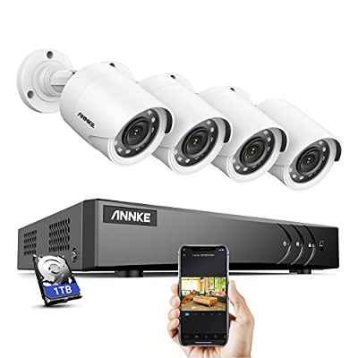 ANNKE Kit de Seguridad 8 Canales DVR de 5MP con Detección de Personas Vehículoscon 4 CCTV 1080P Cámaras Sistema de Videovigilancia IP66 Impermeable Visión Nocturna Silencioso - 1TB HDD Disco Duro