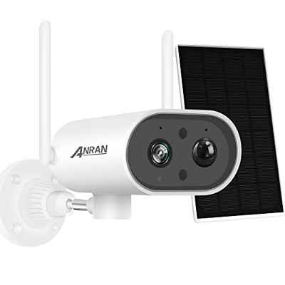 ANRAN Cámara de Vigilancia WiFi Exterior con Batería Recargable y Panel Solar, 1080P Solar Camara IP con 180° Pan, Visión Nocturna Detección de Movimiento PIR Audio Bidireccional, S02 Blanco