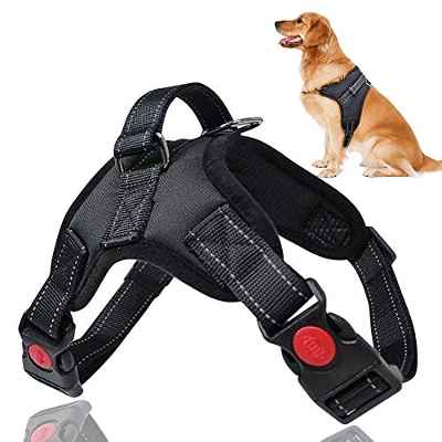 Arnés Perro Shinmax, Arnés Perros Pequeño Mediano Grande con Lineas Reflecantes Ajustable Arnés Pecho Antitirones Perros Cómodo Transpirable Chaleco Acolchado Fácil Control Arnés Perro Antitirones