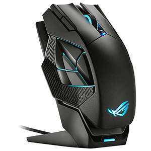 ASUS ROG SPATHA X Inalámbrico (conectividad por cable y RF de 2,4 GHz, soporte de carga, 12 botones programables, 19 000 DPI)