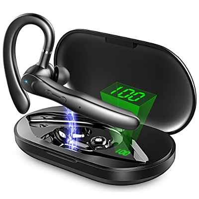 Auriculare Manos Libres V5.3 Auricular Bluetooth Inalámbrico Negocio con Llamada De Voz Súper Clara, Cancelación del Ruido Auricular con micrófono Integrado, Asistente de Voz para iPhone, Android y PC
