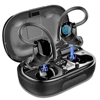 Auriculares Inalámbricos Deportivos, Auriculares Bluetooth 5.1 Estéreo Reducción de Ruido, Cascos Inalambricos IP7 Impermeable, In-Ear Auriculares Running con microfono Carga Rápida USB-C Pantalla LED