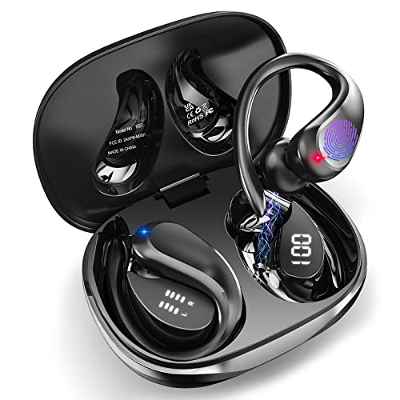 Auriculares Inalambricos Deportivos, Auriculares Bluetooth 5.3 Estéreo Reducción de Ruido, Cascos Inalambricos 40H de Reproducción, Audifonos Inalambricos IP7 Impermeable con Carga Rápida USB-C LED