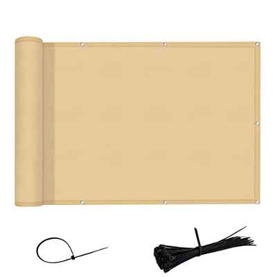 AXT SHADE Pantalla para Balcón Jardín Protección de Privacidad Opaca Polyster,100x600cm Pantalla de PES/Ataduras de Cables Conectadas/Beige Arena