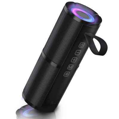 AY Altavoz Bluetooth Potente Portatil, Altavoz Inalámbrico Bluetooth 5.0 con Luz LED y Sonido estéreo HD, Maridaje Doble, Micrófono, 24 Hora de Reproducción, Fiestas,Hogar,Exteriores,Viajes