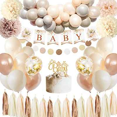 Baby Shower Niña Niño, Baby Boy or Girl Decoracion,Beige Globos Bautizo , Cumpleaños Baby Shower Decoración, Globos Baby Shower para Pancartas para Boho Gender Reveal Decoration