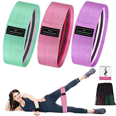 Bandas Elásticas Glúteos, Bandas Elasticas Musculacion 3 Niveles (Set de 3) de Fitness Bandas Antideslizantes de Ejercicios para Yoga Pilates Fuerza de Cadera Piernas Tela y Glúteos