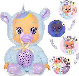 BEBÉS LLORONES Goodnight Starry Sky Jenna, Muñeca que llora lágrimas LED y proyecta Estrellas con Música relajante