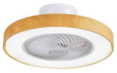 BEL AIR HOME - Ventilador Plafón LED 72W CATHAY con Motor DC y Mando a Distancia - Ajustable 3000K-4000K-6000K - Eficiente y Moderno (BLANCO MADERA)