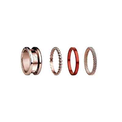 BERING Juego de anillos intercambiables para mujer en oro rosa y rojo con el exclusivo sistema Twist & Change, Symphony-Set-D