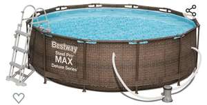 Bestway Power Steel Deluxe 366 x 100 cm, Piscina Redonda con Marco de Acero