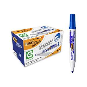 BIC Velleda Ecolutions 1701 Rotuladores de Pizarra, Óptimo para Uso de Oficina y la Escuela, Azul, Paquete de 12 Unidades