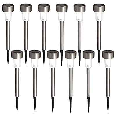 B.K.Licht set de 12 luces solares LED para exteriores I Ø55 mm I IP44 I encendido/apagado automático I luz LED para jardín I luz de punta para el suelo I luz solar