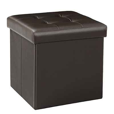 Bonlife Baúl Piel Sintetica Cajas Almacenaje Muebles de Salon Mesillas Noche Grande Banco Plegable Juguetes Mantitas para Sofa Marrón32x32x32cm