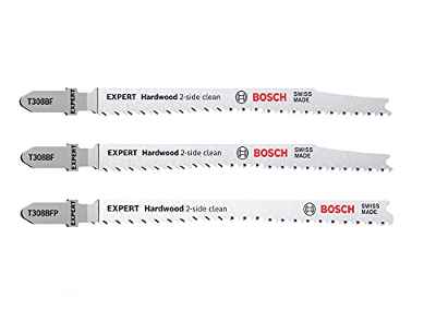 Bosch Professional 3 x Set de hojas de sierra de calar Expert Hardwood 2-Side Clean, para Encimera de cocina, Tableros recubiertos de plástico, Longitud 117 mm, Accesorios Sierra de calar