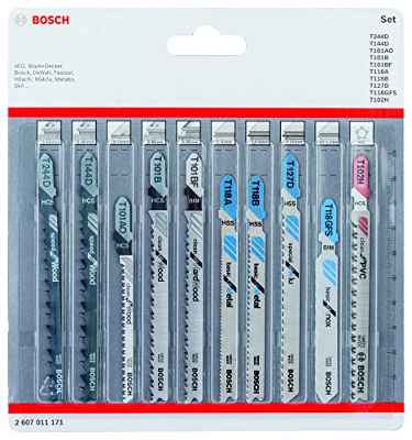 Bosch Professional Set de hojas de sierra de calar 10 uds (para madera y metal, accesorios para sierras de calar con vástago en T)