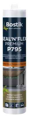 Bostik, Masilla de Poliuretano Multiusos para uso profesional, Adhesivo y sellador elástico para interiores y exteriores, Resistente al agua, P795 Seal 'N' Flex Premium, Blanco, 290 ml