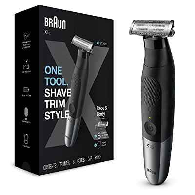 Braun Series XT5 Afeitadora Barba Hombre y Depiladora Corporal Hombre con Lámina Duradera y Cabezales, XT5200, Negro
